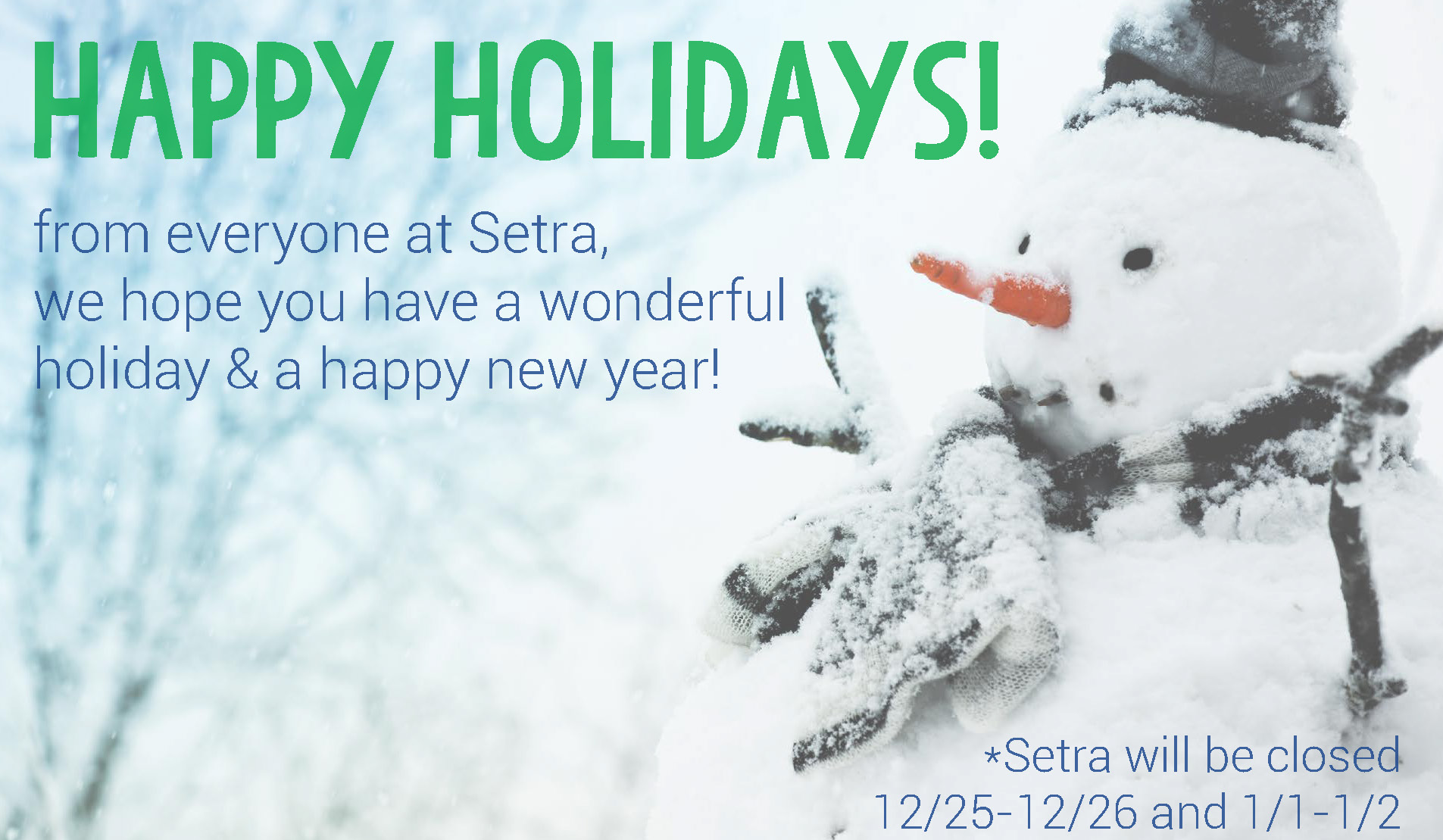 Happy Holidays from Setra Systems!