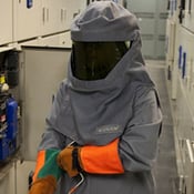 Technician wearing a PPE suit